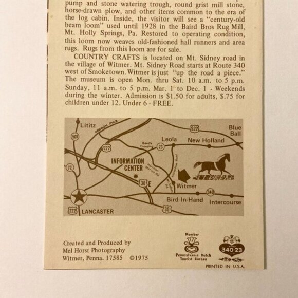 Vintage Folk Craft Museum Pennsylvania Dutch Gallery  Travel Brochure Americana - Picture 6 of 12